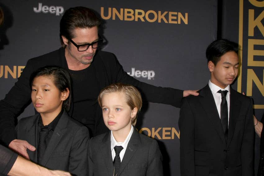 brad pitt with kids shiloh, maddox and pax