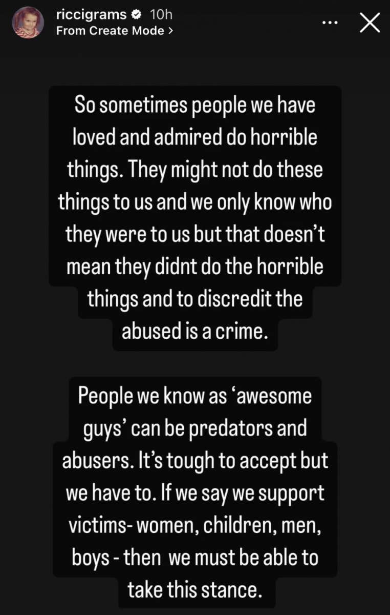christina ricci statement instagram stories abusers