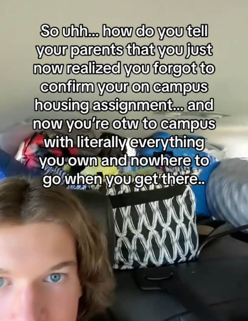College student and TikToker Zandrox fails to mention to his parents that he doesn't have on-campus housing as they are driving him back to school
