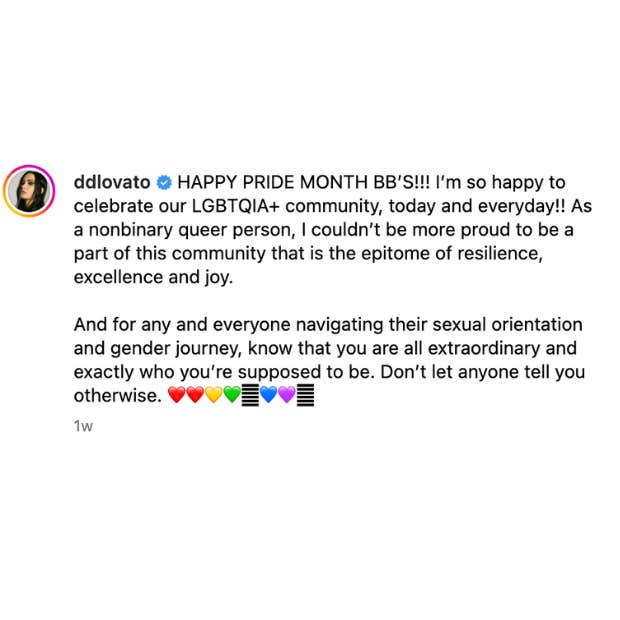 demi lovato pride month instagram post