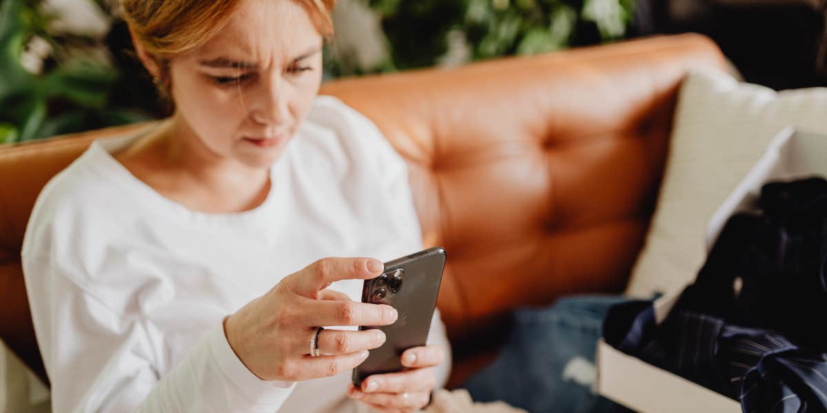 woman on her phone