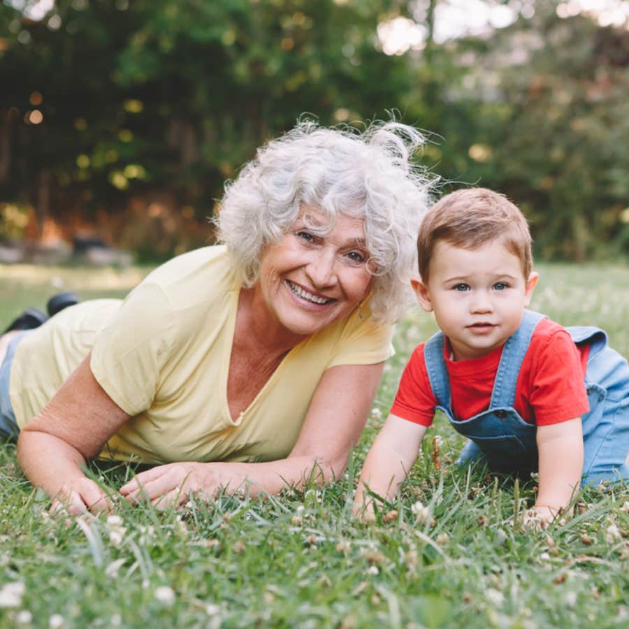 grandmother with baby