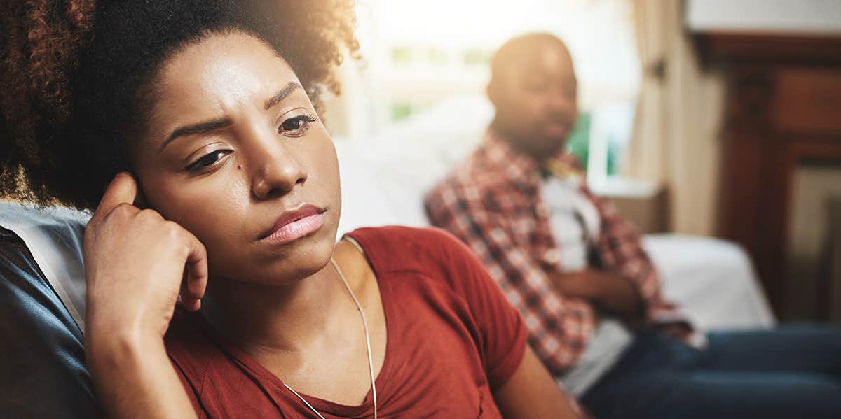 Cropped shot of a young woman giving her boyfriend the silent treatment