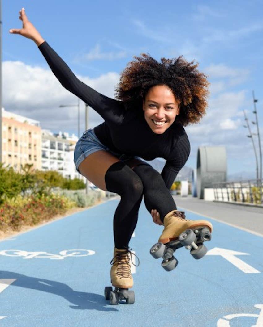 roller skating in the bike lane