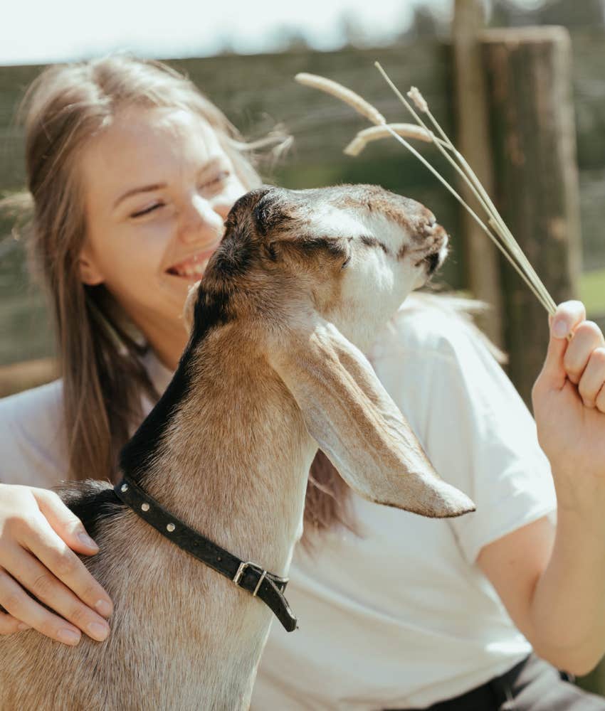 woman with goat