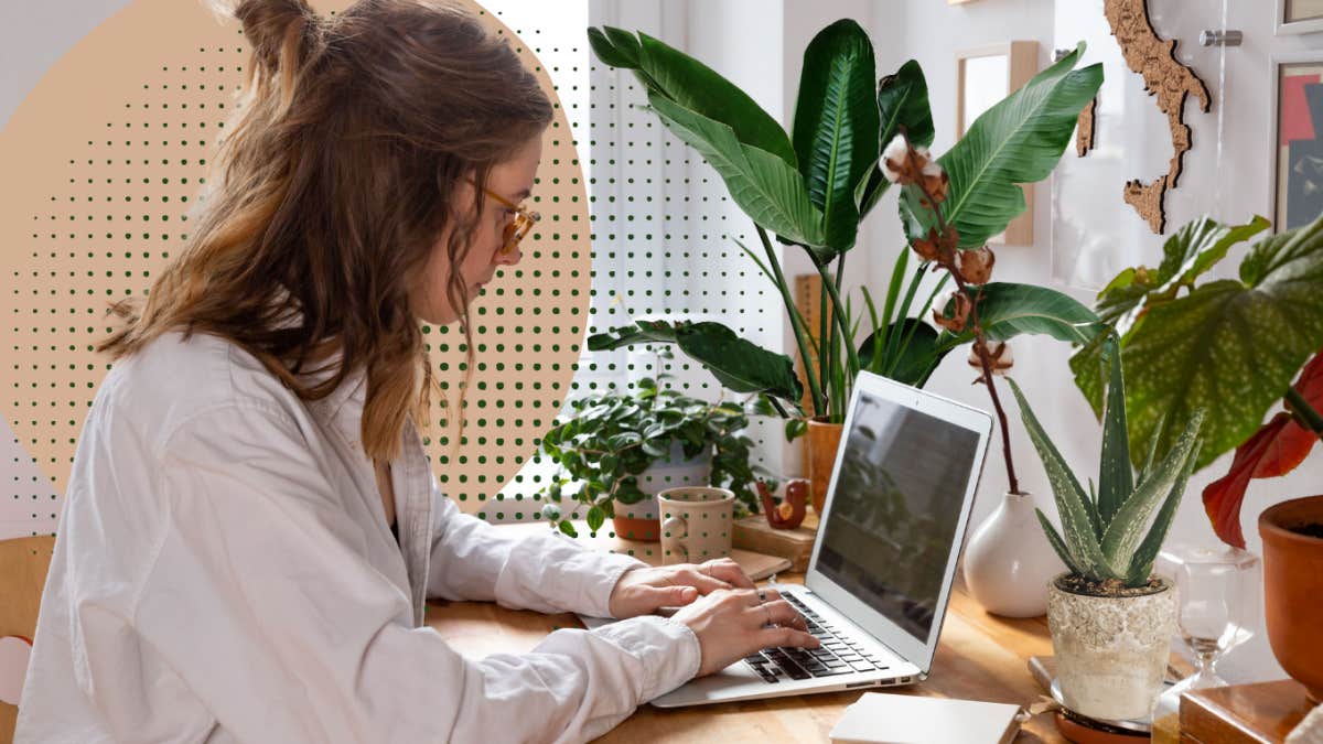 woman focused on working