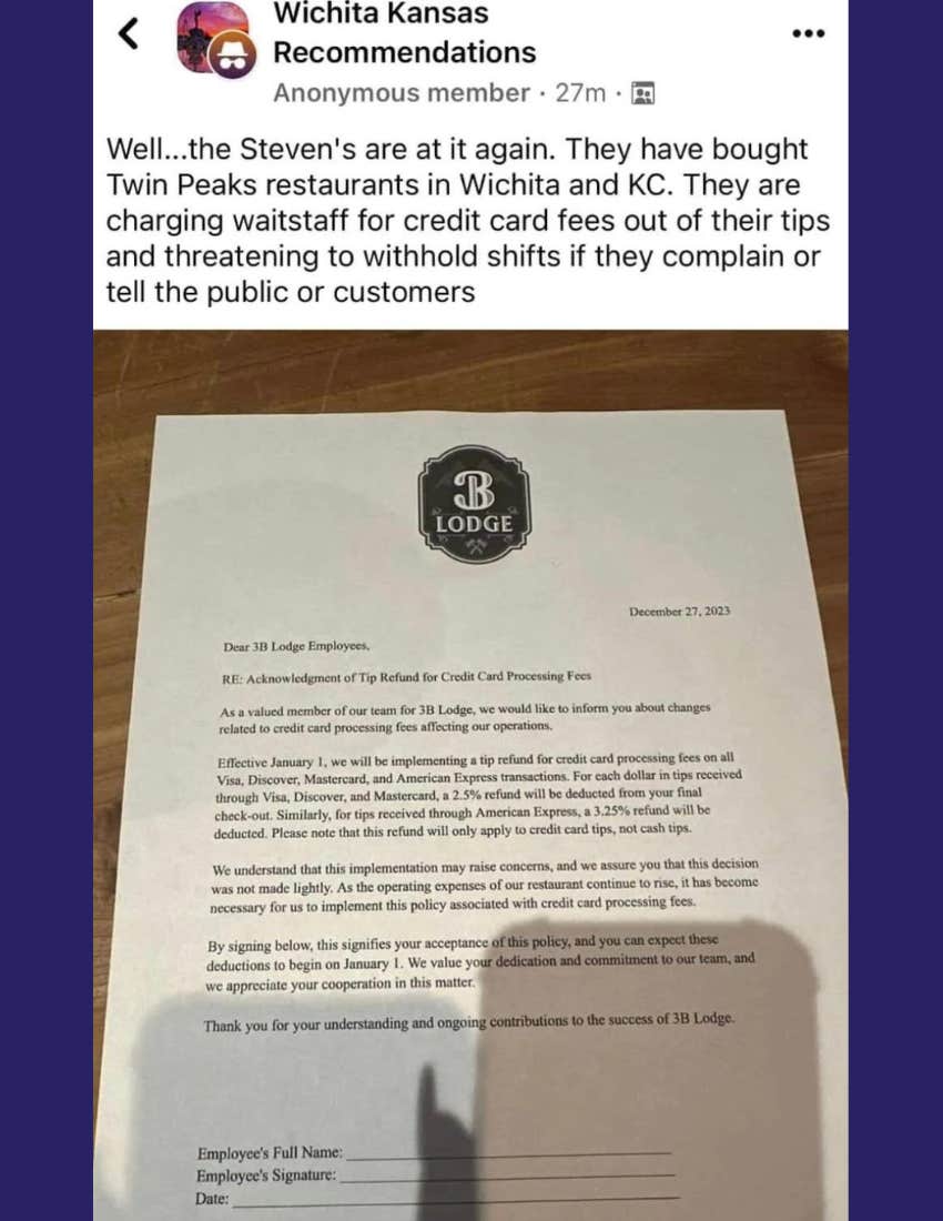 Restaurant Deducting Credit Card Fees From Servers&#039; Tips &amp;amp; Threatening To Retaliate If They Complain
