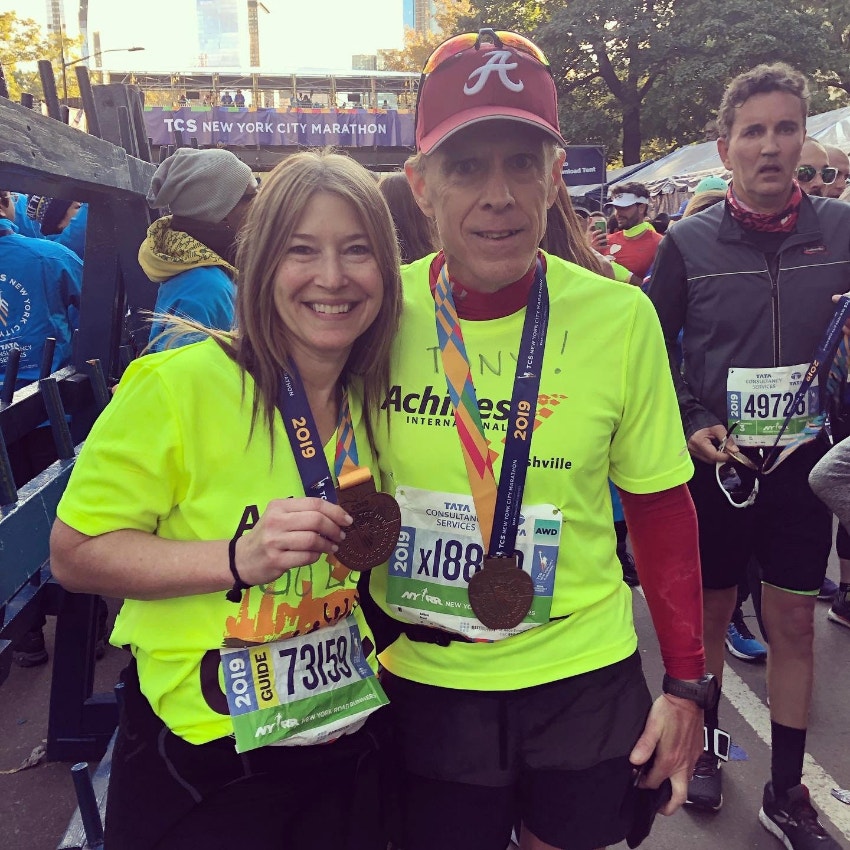 Lori Gaon and Tony at the 2019 New York City Marathon