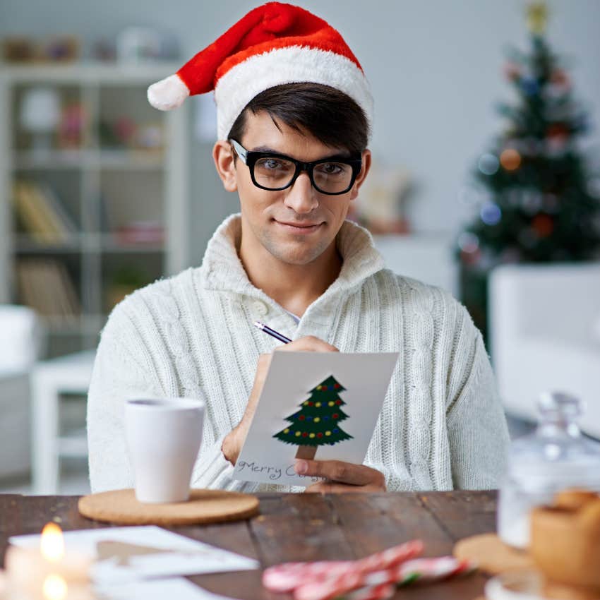 husband asked his wife why they didn't do christmas cards so she told him to take care of it