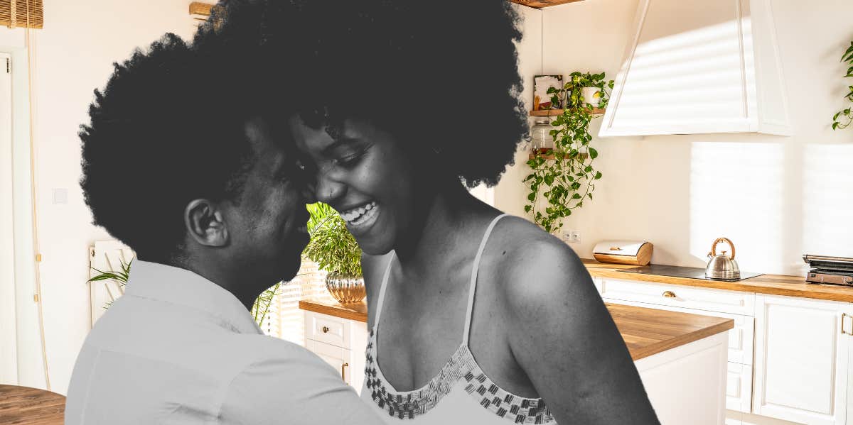 Couple laughing with each other