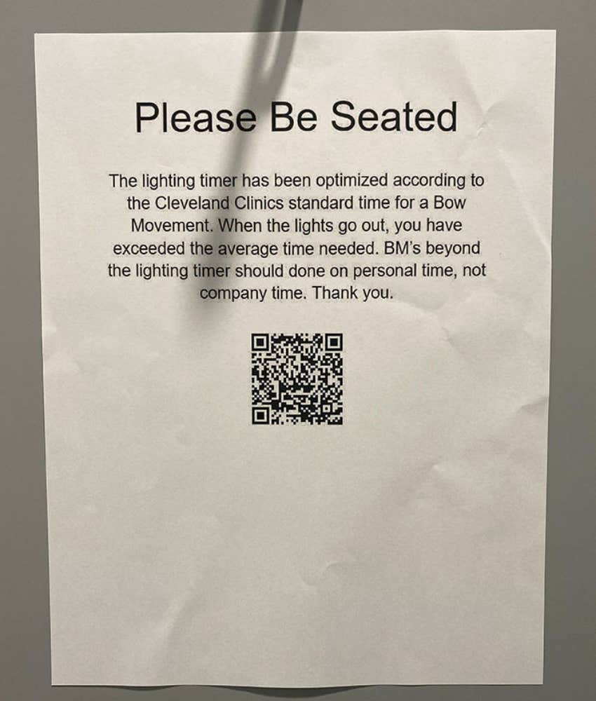 notice in which micromanaging bosses put time limits on workers&#039; poops