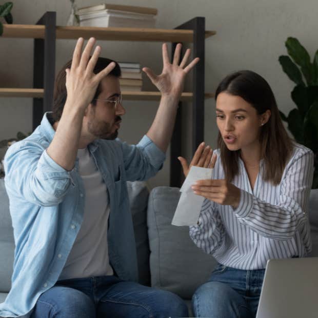 A couple argues over finances.