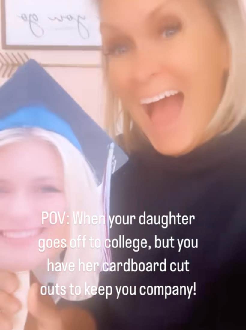 A mom creates a cardboard cut out of her daughter&#039;s head from high school graduation to keep her company while she&#039;s off to college.