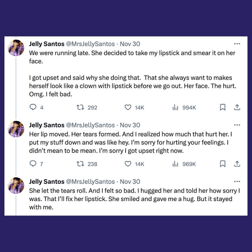 jelly santos tweet about how easy it is to create lifelong bad memories for kids