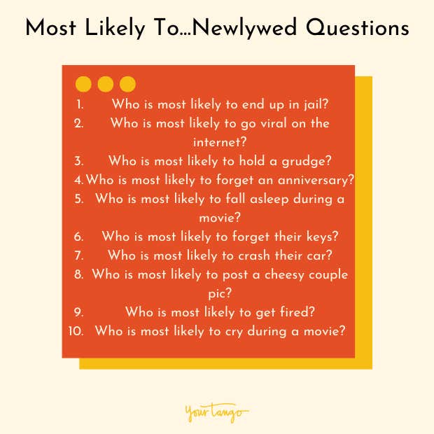 Most likely to newlywed questions
