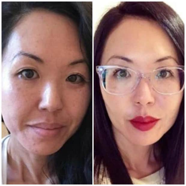 women over 40 with and without makeup