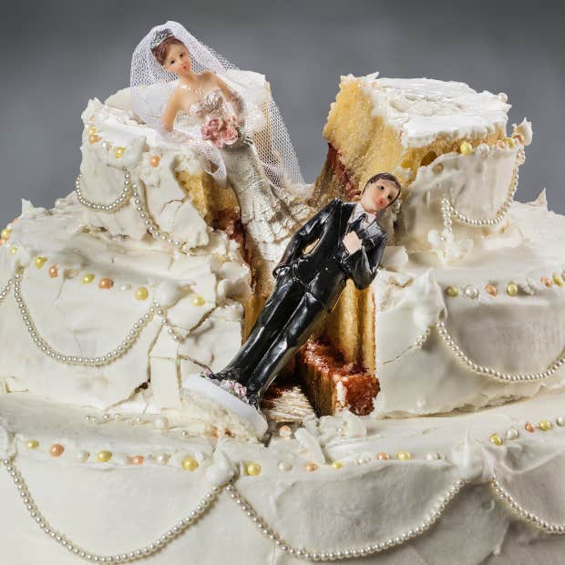 smashed wedding cake