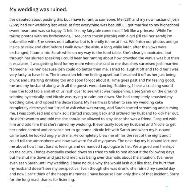 jealous guest smashed bride&#039;s wedding cake