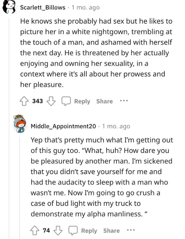 reddit story about man angry about his wife&#039;s trashy college years