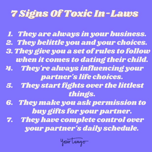 Signs of toxic in-laws