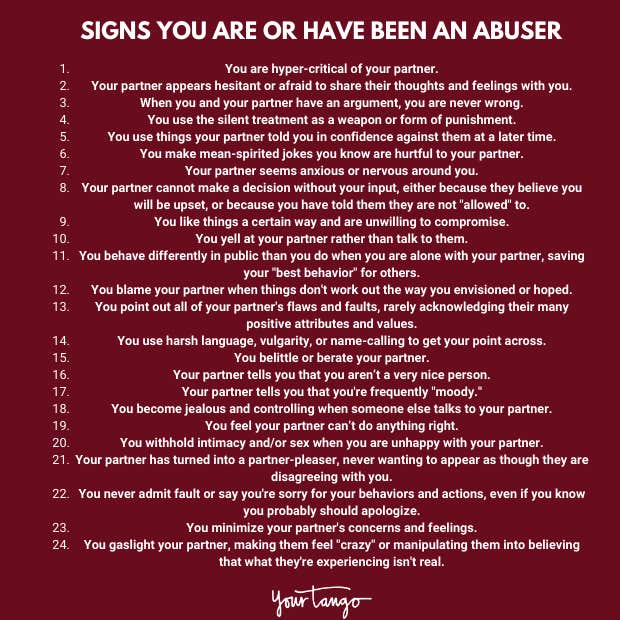 Signs you are an abuser