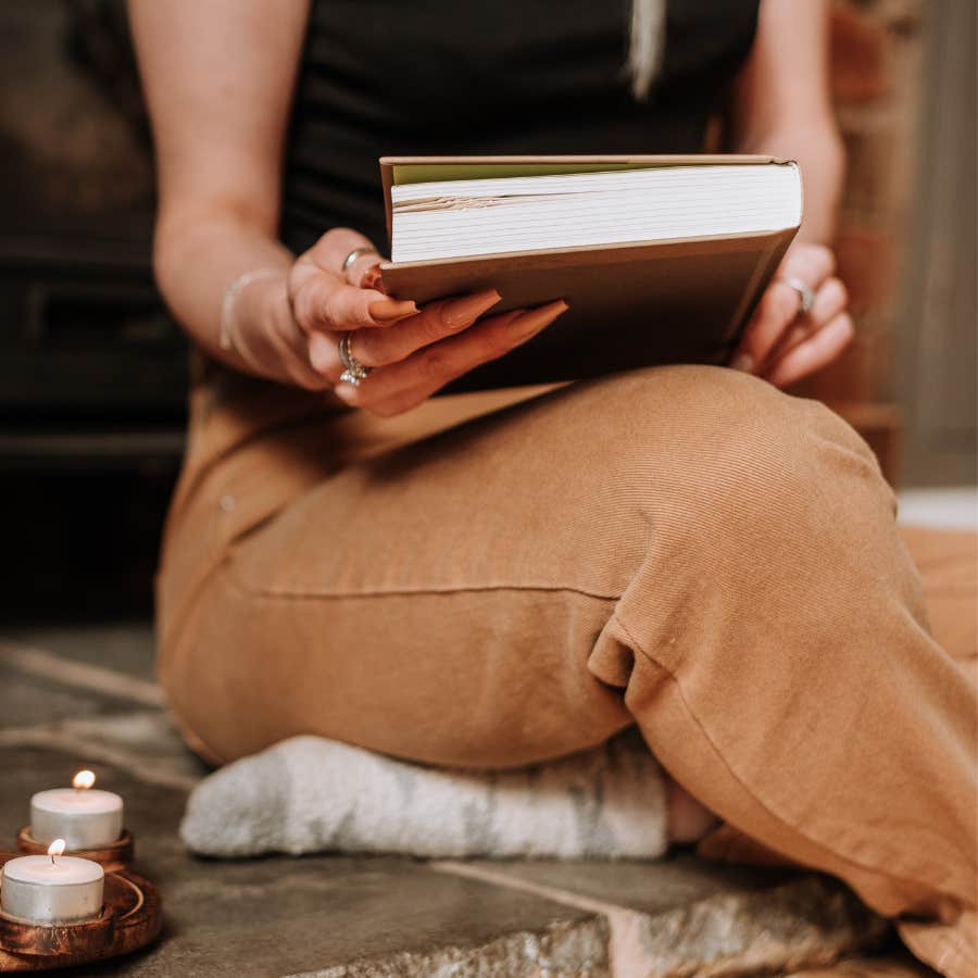 woman reading a book