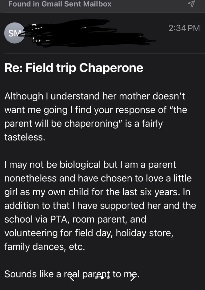 stepmom volunteers to chaperone stepdaughter&#039;s field trip and gets tasteless response from teacher