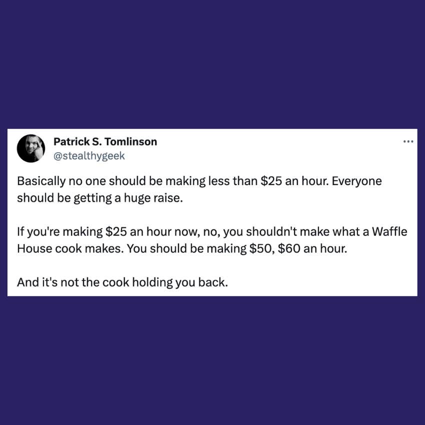 tweet about why waffle house workers deserve $25 per hour