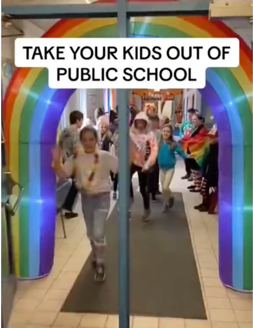 screenshot from anti-lgbtq tiktok about lgbtq+ influence in schools