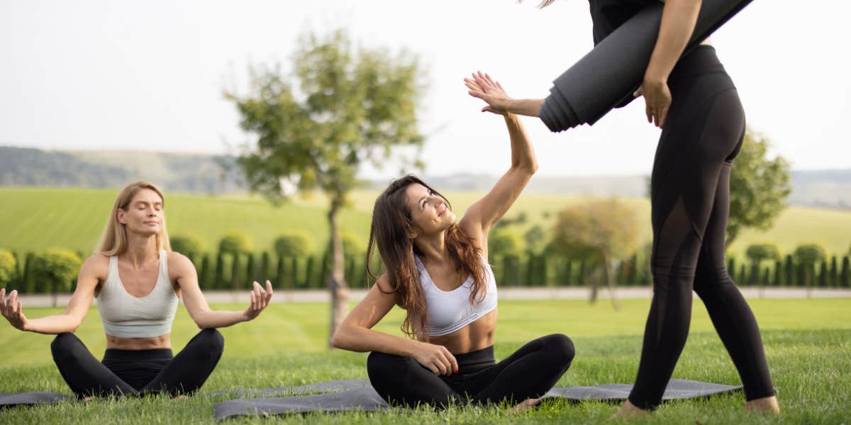 Woman pursuing a hobby in yoga.