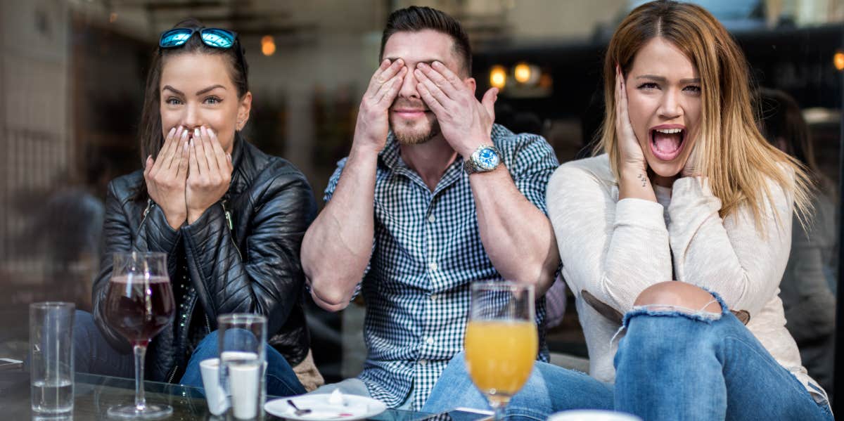 Three friends, hear no evil, speak no evil, see no evil