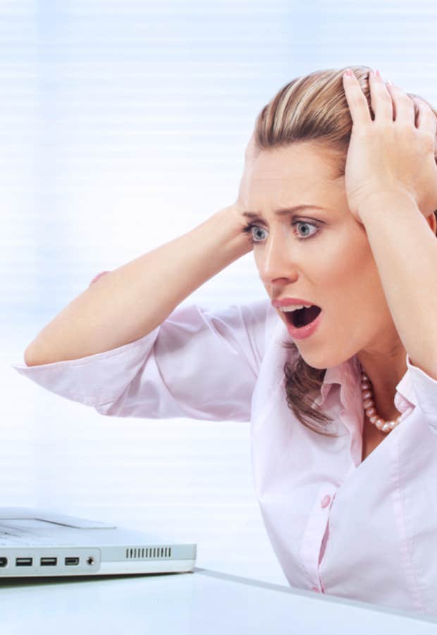 shocked woman at a computer