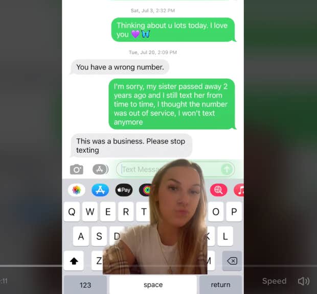 faith sidman texts dead sister&#039;s number response tiktok