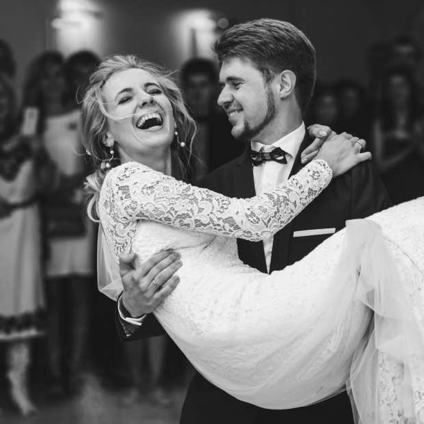 bride and groom dancing