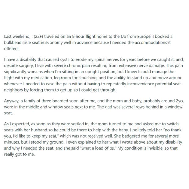 woman won&#039;t move on plane reddit post