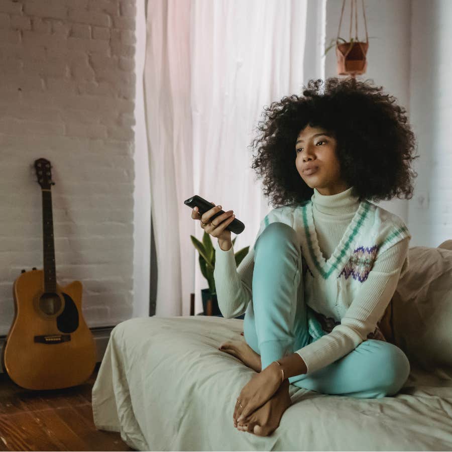 woman watching tv