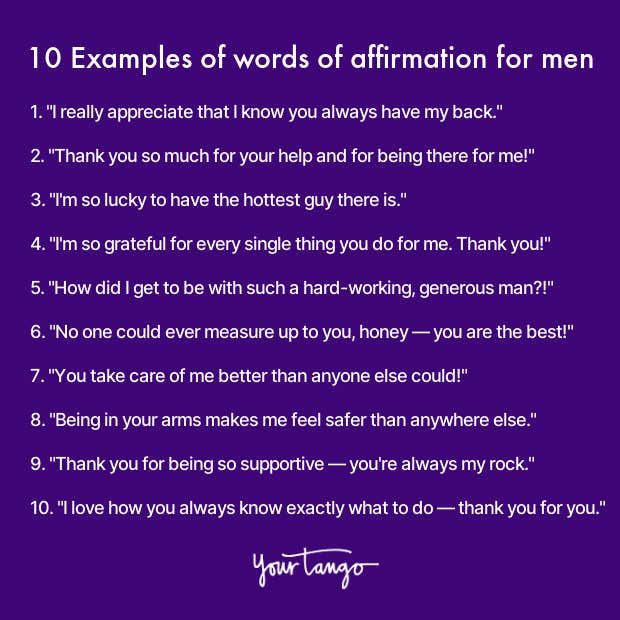 words of affirmation examples for men