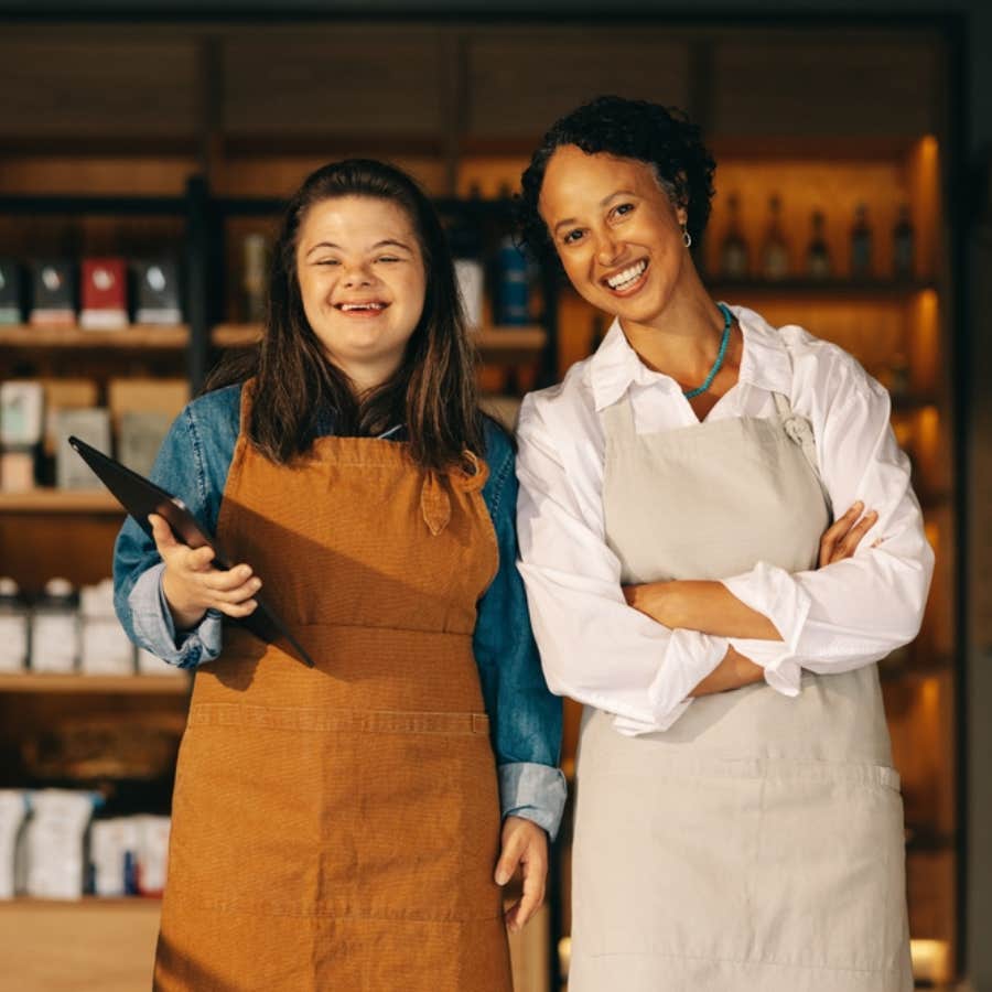 two women at work
