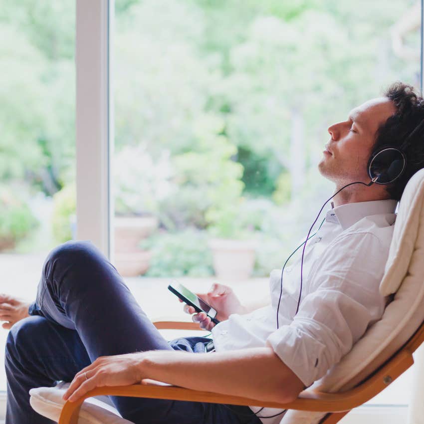 man relaxing during alone time