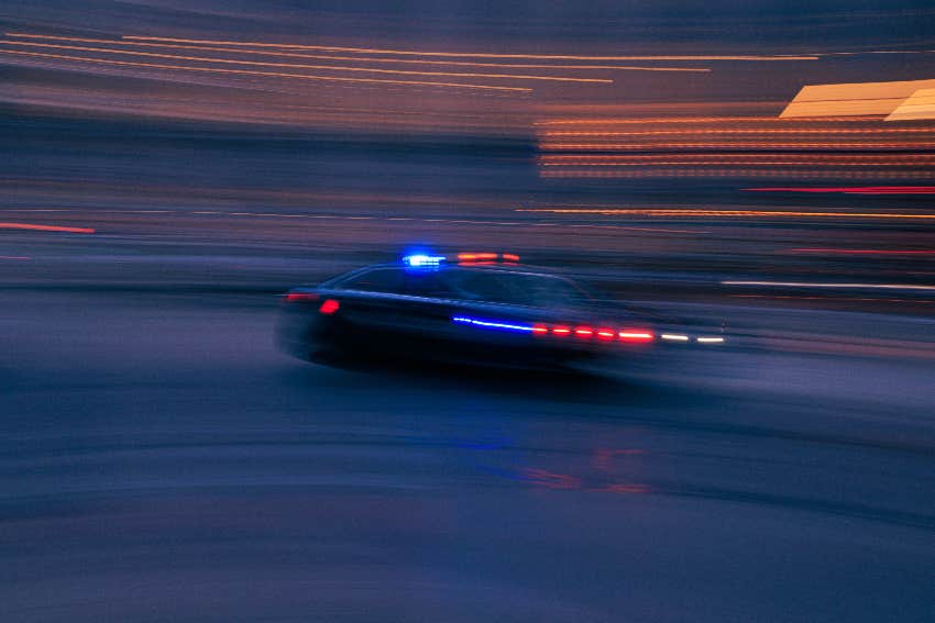 speeding police car