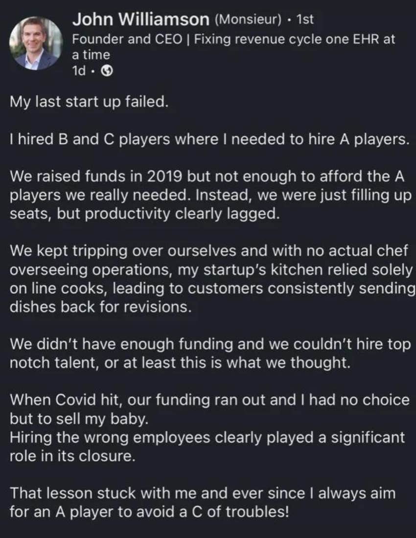 Boss Blamed The Team He Hired For HIs Company Failing 