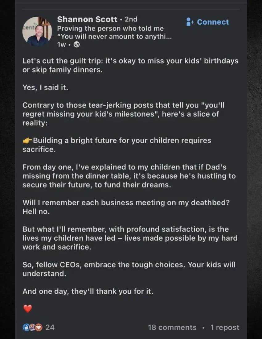 CEO Dad Says It&#039;s OK To Miss Your Kids&#039; Birthdays For Work