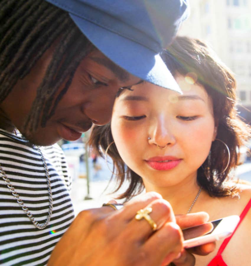 couple making decision while outside