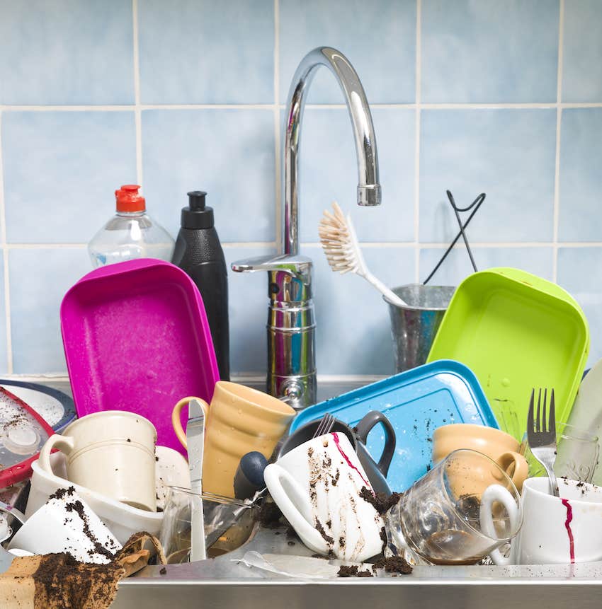 dirty dishes in the sink