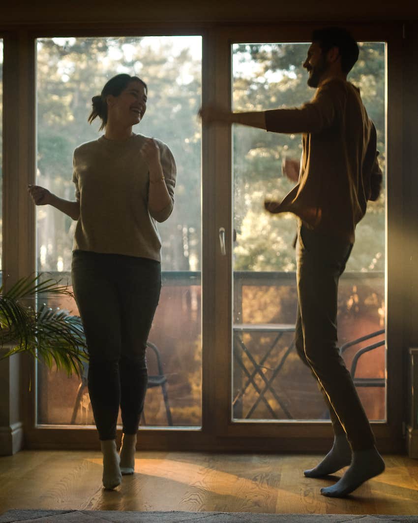 Couple Dances in the Living Room.