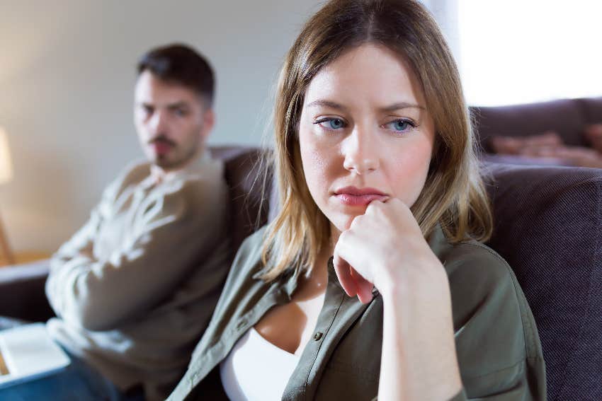 upset woman in argument with husband