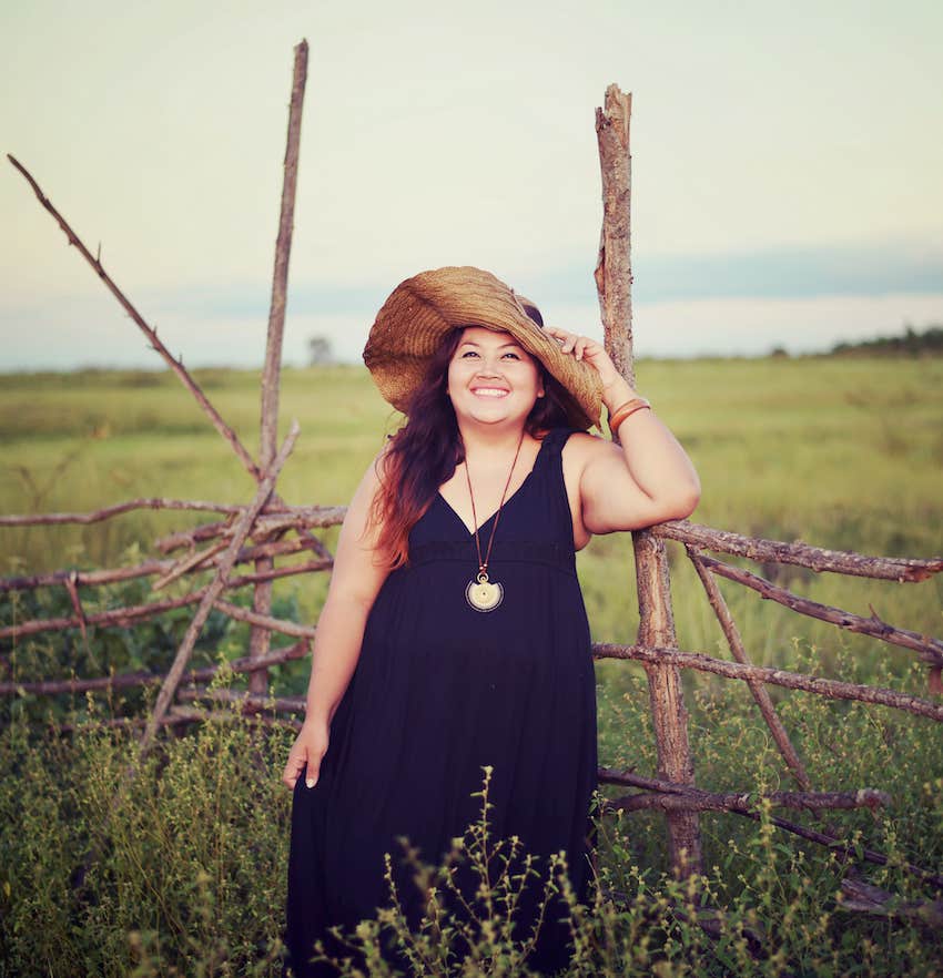 happy woman out in the countryside