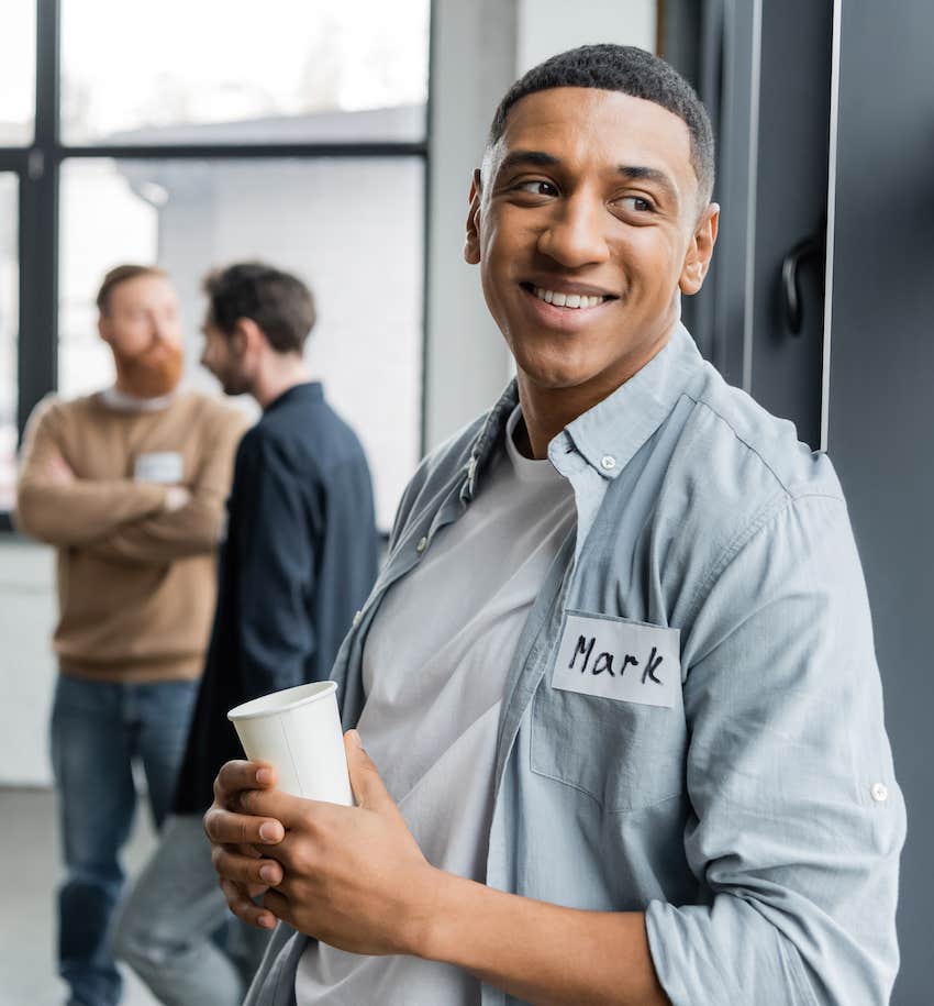 happy man at support group