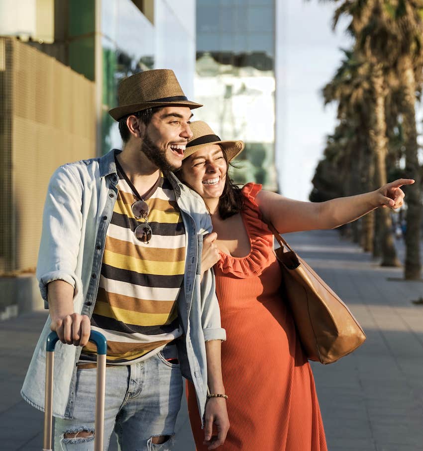 happy couple enjoy travel