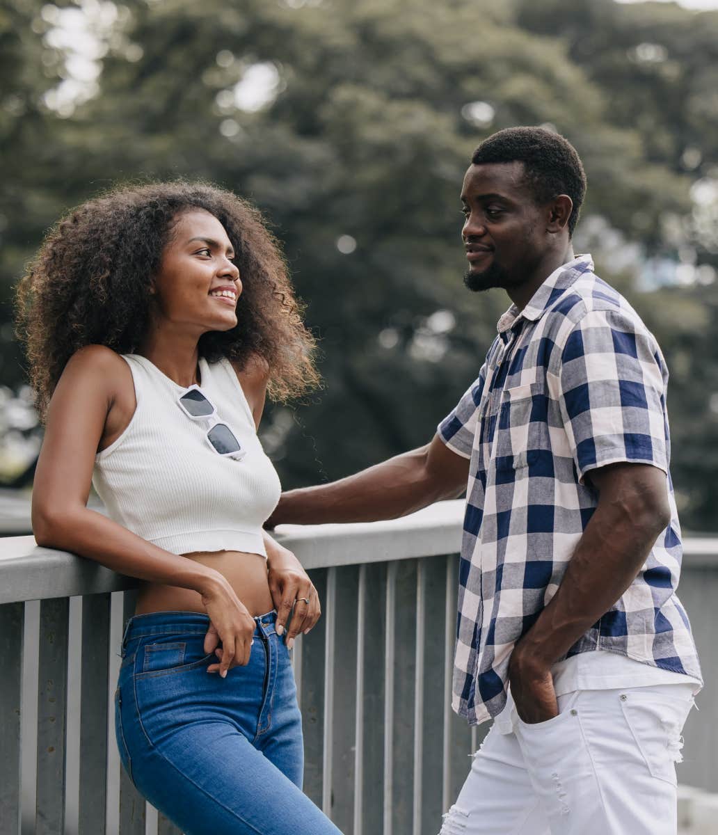 couple on date in a park